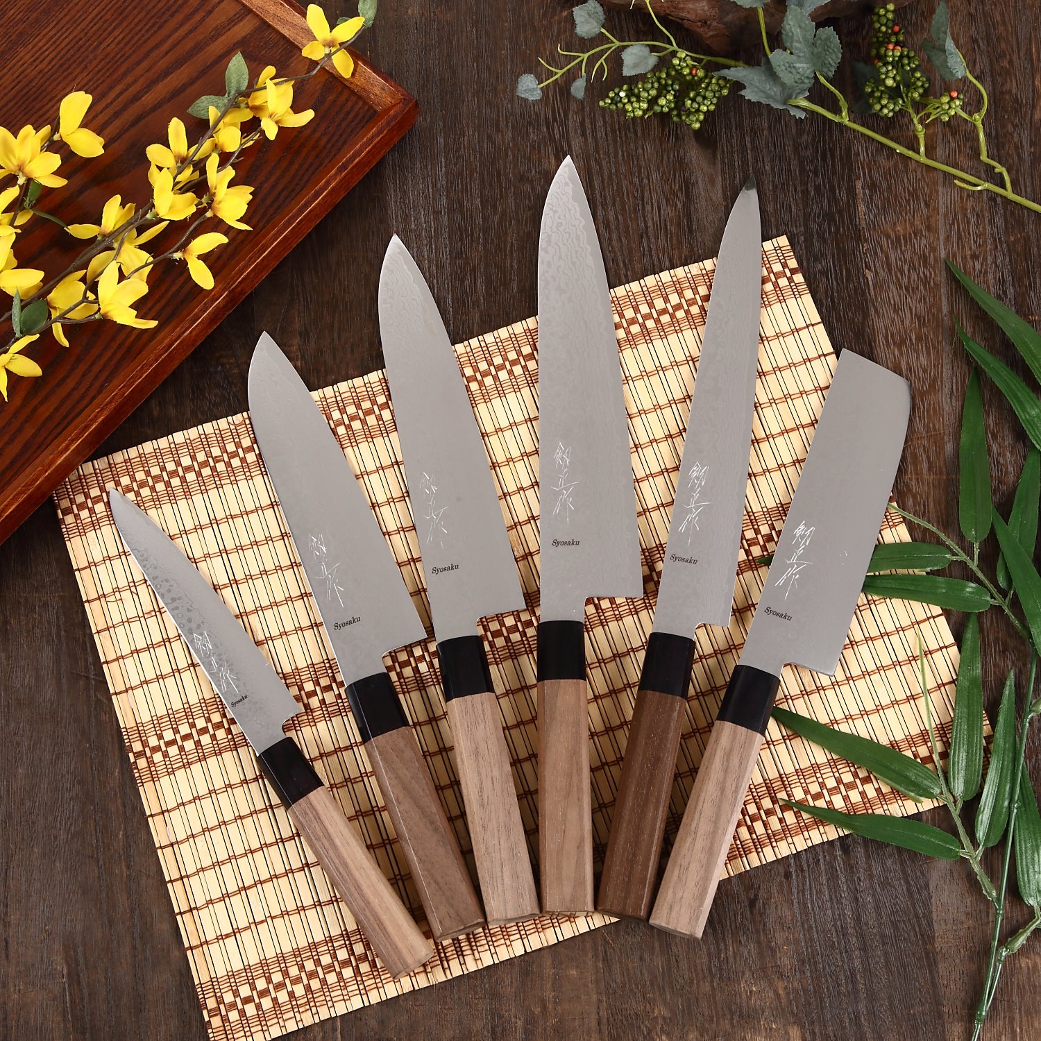 Syosaku Japanese Sujihiki Knife Damascus ZA18 69 Layer Octagonal Walnut Handle, Slicer 9.5-inch (240mm) - Syosaku-Japan