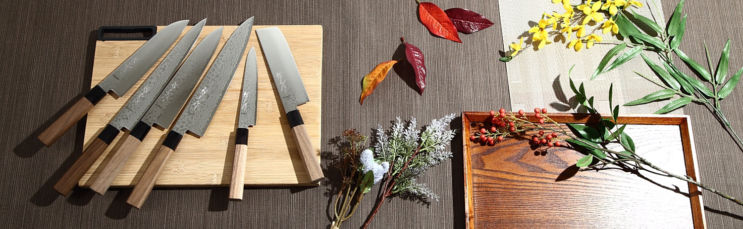 Syosaku Japanese Multi Purpose Chef Knife Damascus ZA18 69 Layer Octagonal Walnut Handle, Santoku 7-inch (180mm) - Syosaku-Japan