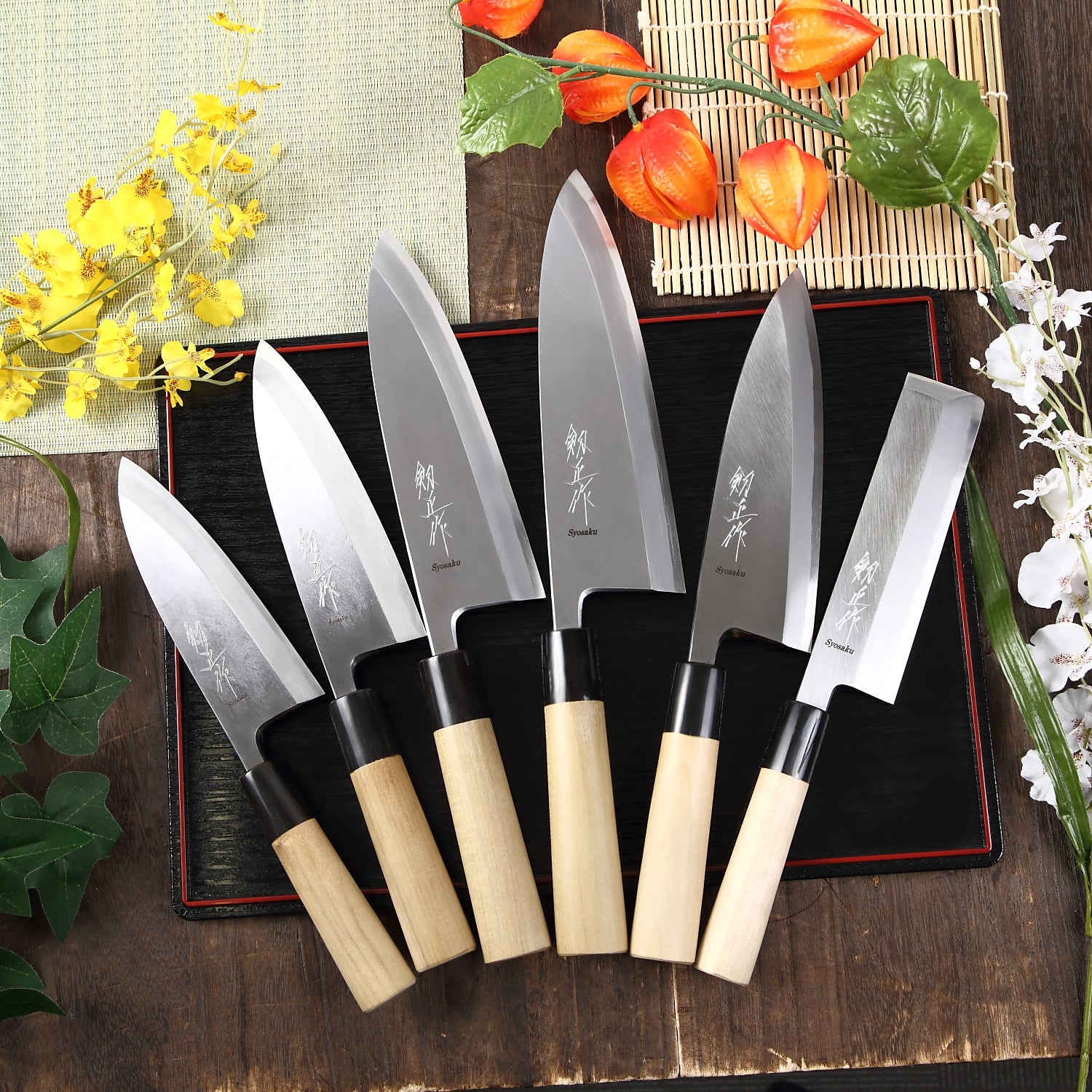 Syosaku Japanese Sushi Fillet Chef Knife Shiroko (White Steel) No.2 D-Shape Magnolia Wood Handle, Deba 6.5-inch (165mm) - Syosaku-Japan