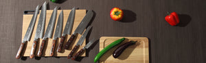 Syosaku Japanese Multi-Purpose Knife Hammered Damascus VG-10 16 Layer Mahogany Handle, Santoku 7-inch (180mm) with Magnolia Wood Sheath Saya Cover - Syosaku-Japan