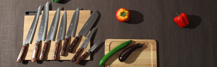 Syosaku Japanese Multi-Purpose Knife Hammered Damascus VG-10 16 Layer Mahogany Handle, Santoku 7-inch (180mm) with Magnolia Wood Sheath Saya Cover - Syosaku-Japan