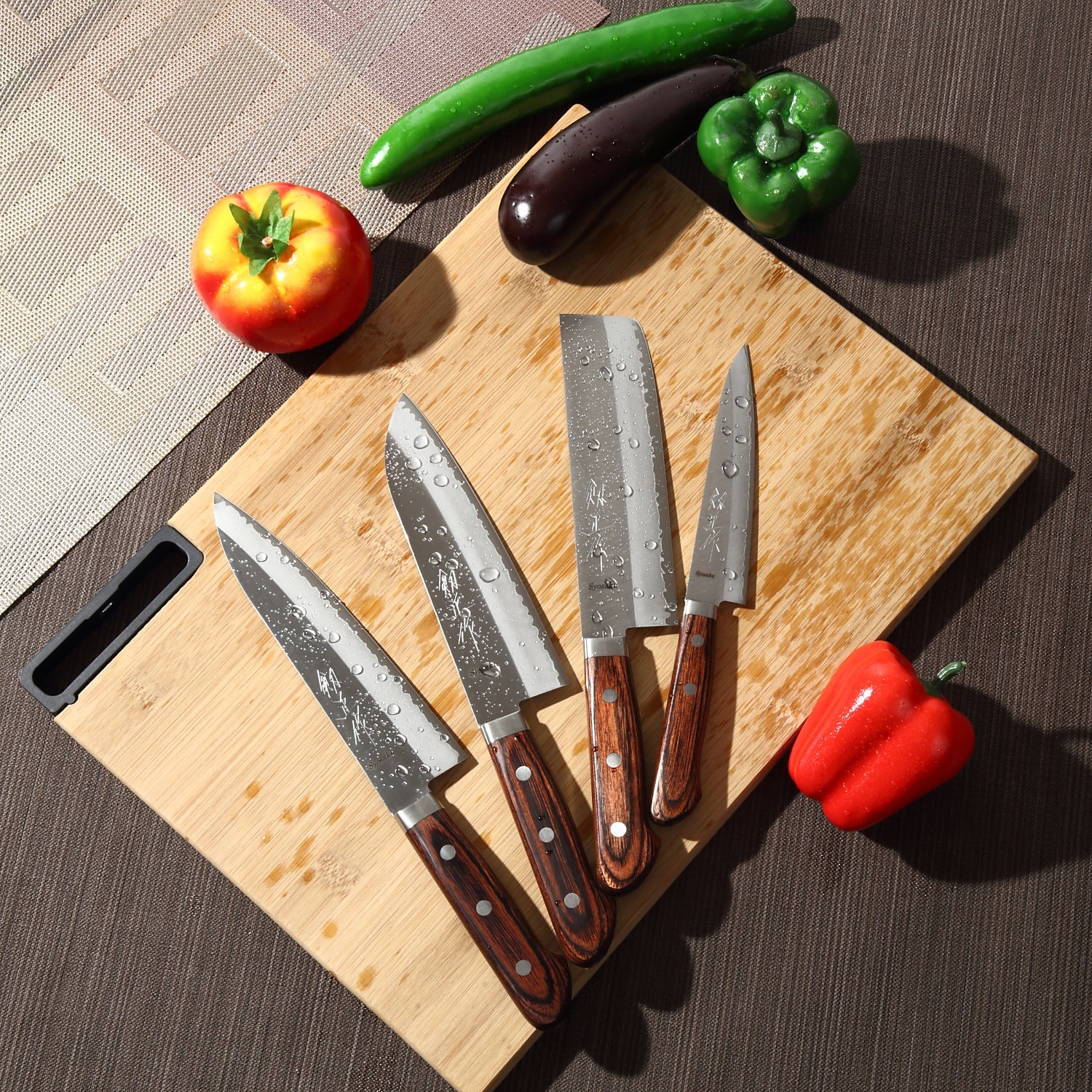 Syosaku Japanese Vegetable Knife VG-1 Gold Stainless Steel Mahogany Handle, Nakiri 6.3-inch (160mm) - Syosaku-Japan