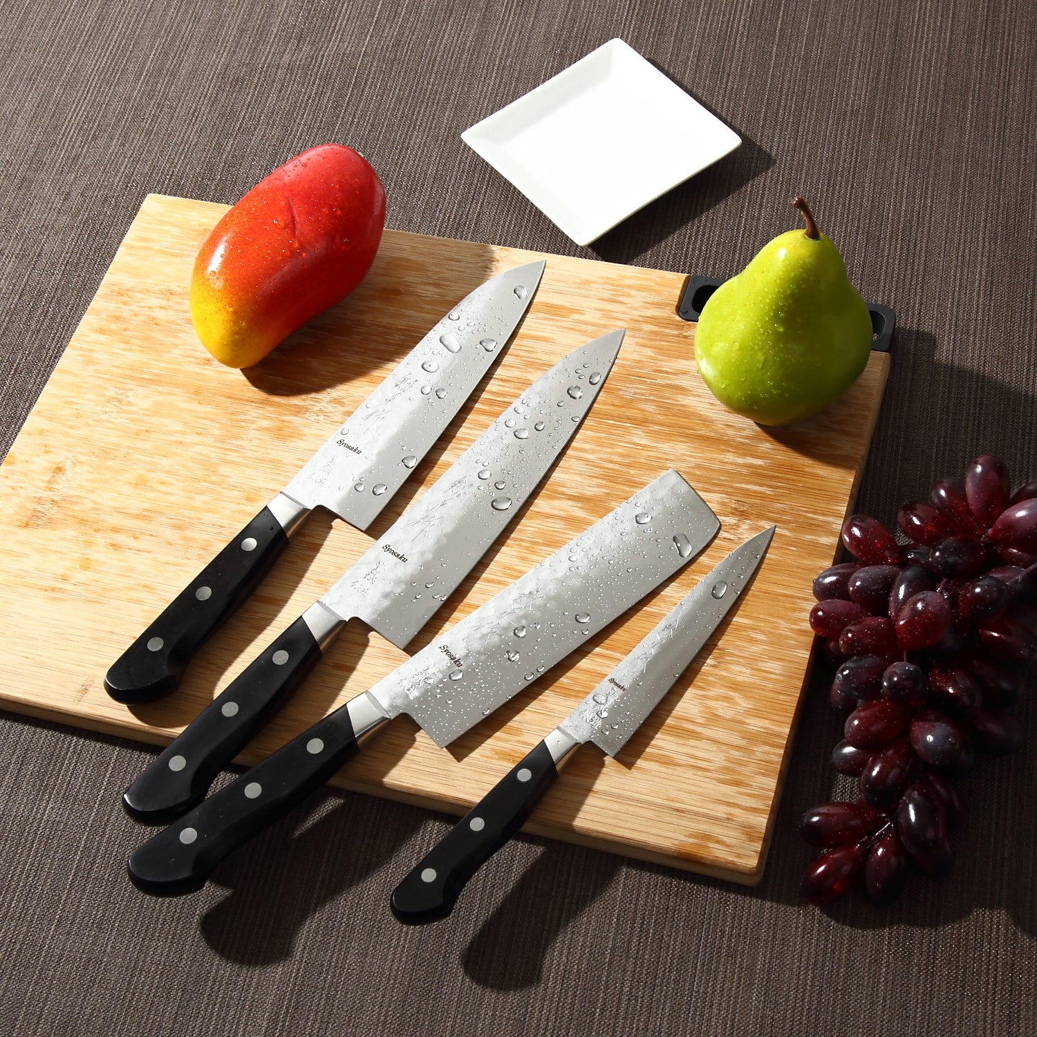 Syosaku Japanese Vegetable Knife Aoko (Blue Steel) - No.2 Black Pakkawood Handle, Nakiri 6.5-inch (160mm) with Magnolia Wood Sheath Saya Cover - Syosaku-Japan