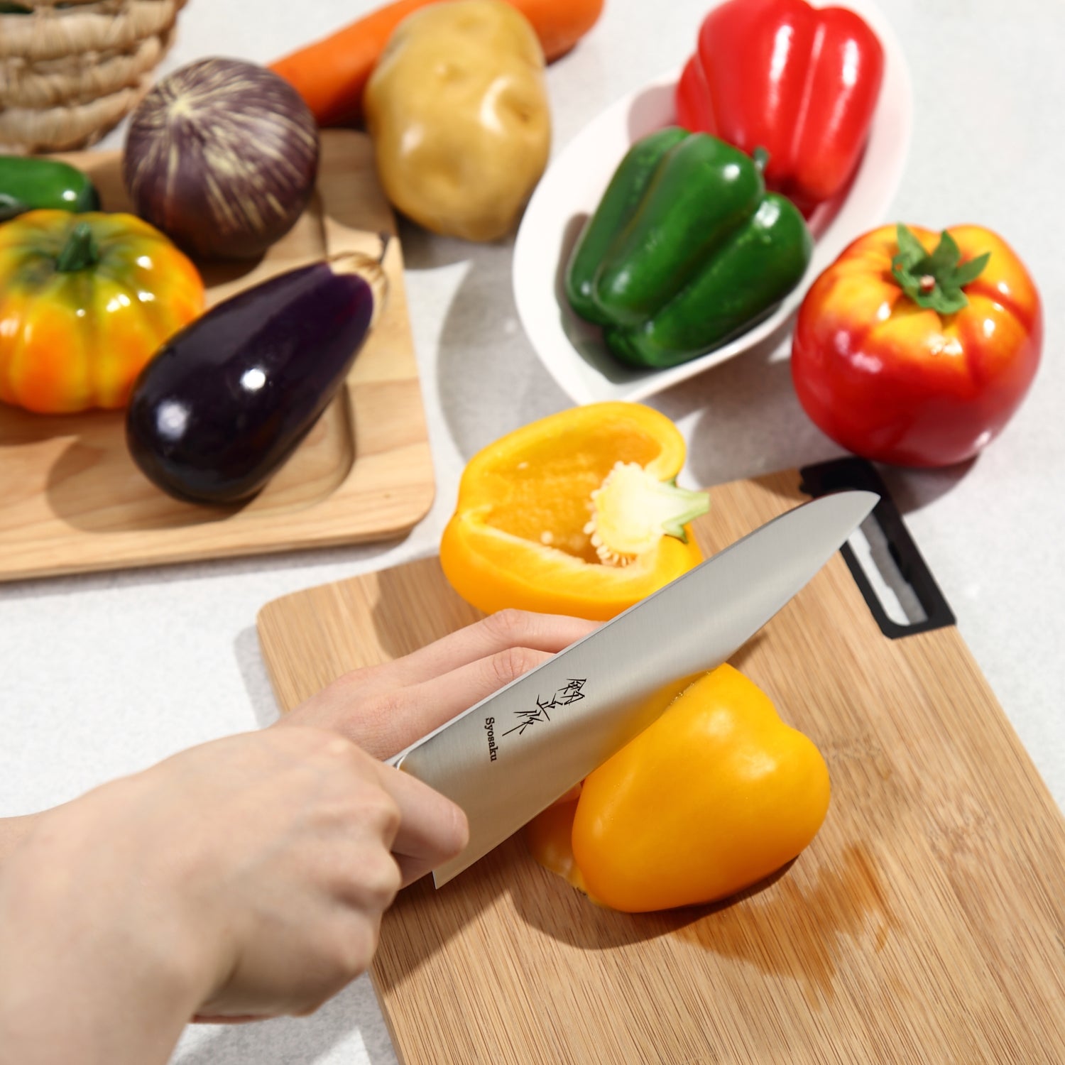 Syosaku Japanese Chef Knife INOX AUS-8A Stainless Steel Integrated Handle, Gyuto 8.3-inch (210mm) - Syosaku-Japan