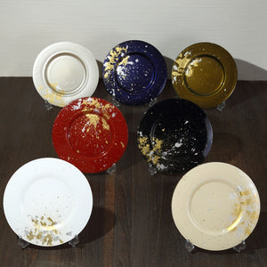 Syosaku Japanese Urushi Glass Charger Plate 13.9-inch (35cm) Majestic Green with Gold Leaf, Dishwasher Safe - Syosaku-Japan