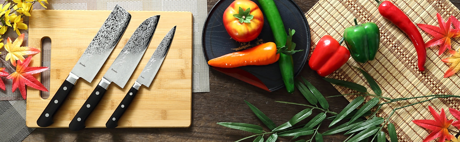 Syosaku Japanese Multi-Purpose Chef Knife Shaded Damascus VG-10 16 Layer Black Pakkawood Handle, Santoku 6.5-inch (165mm) - Syosaku-Japan