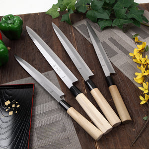 Syosaku Japanese Sushi Sashimi Chef Knife Shiroko (White Steel) No.2 D-Shape Magnolia Wood Handle, Yanagiba 13-inch (330mm) - Syosaku-Japan