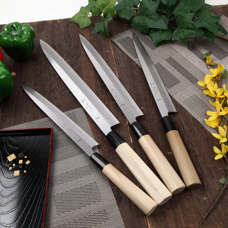 Syosaku Japanese Sushi Sashimi Chef Knife Shiroko (White Steel) No.2 D-Shape Magnolia Wood Handle, Yanagiba 13-inch (330mm) - Syosaku-Japan