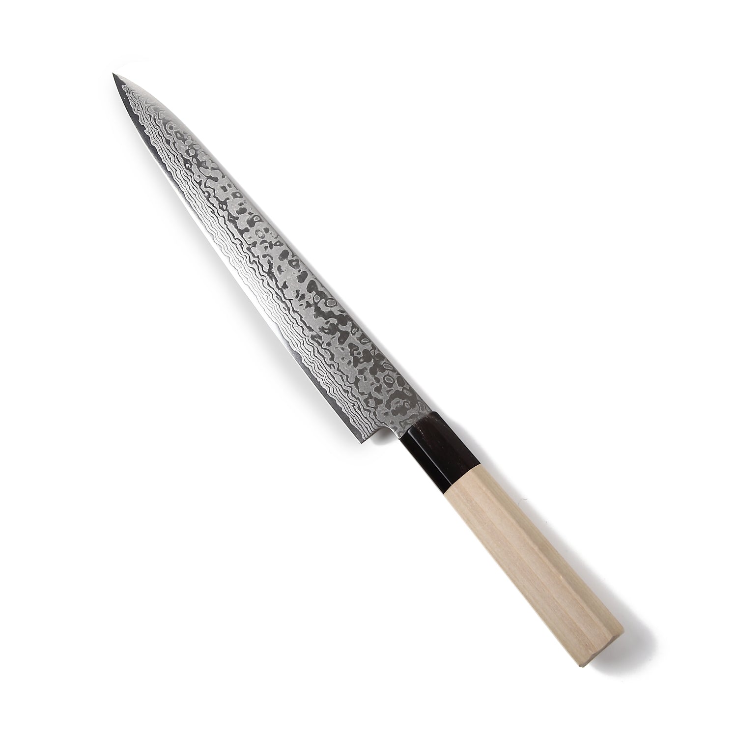 Syosaku Japanese Sujihiki Best Sharp Kitchen Chef Knife Damascus ZA18 69 Layer Octagonal Magnolia Wood Handle, Slicer 9.5-inch (240mm) - Syosaku-Japan